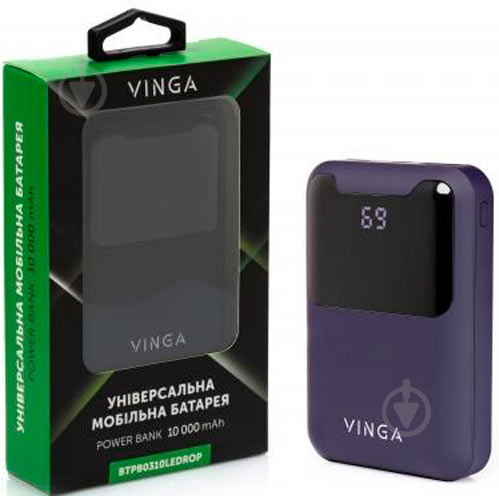 Повербанк Vinga Display soft touch 10000 mAh purple (BTPB0310LEDROP) - фото 6