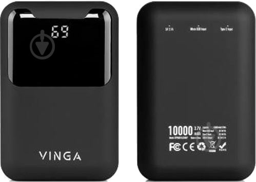 Повербанк Vinga Display soft touch 10000 mAh black (BTPB0310LEDROBK) - фото 4