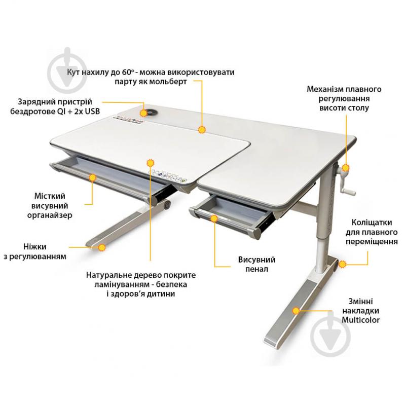 Детский стол Mealux Sherwood XL Energy Multicolor BD-860 W/MC Lite - фото 7