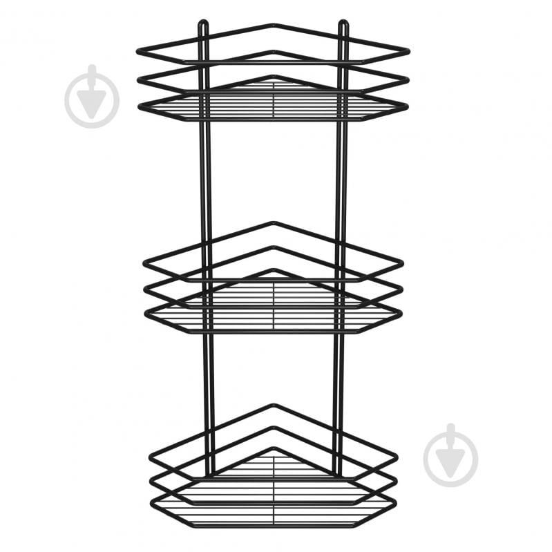 Полка для ванной Метал-Стиль угловая 25 см 3-ярусная черная ПВ-25333 - фото 1