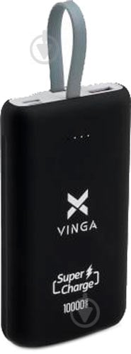 Повербанк Vinga soft touch w/cable 10000 mAh black (VPB1SQSCBK) - фото 2