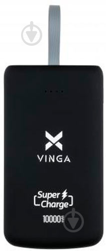 Повербанк Vinga soft touch w/cable 10000 mAh black (VPB1SQSCBK) - фото 1