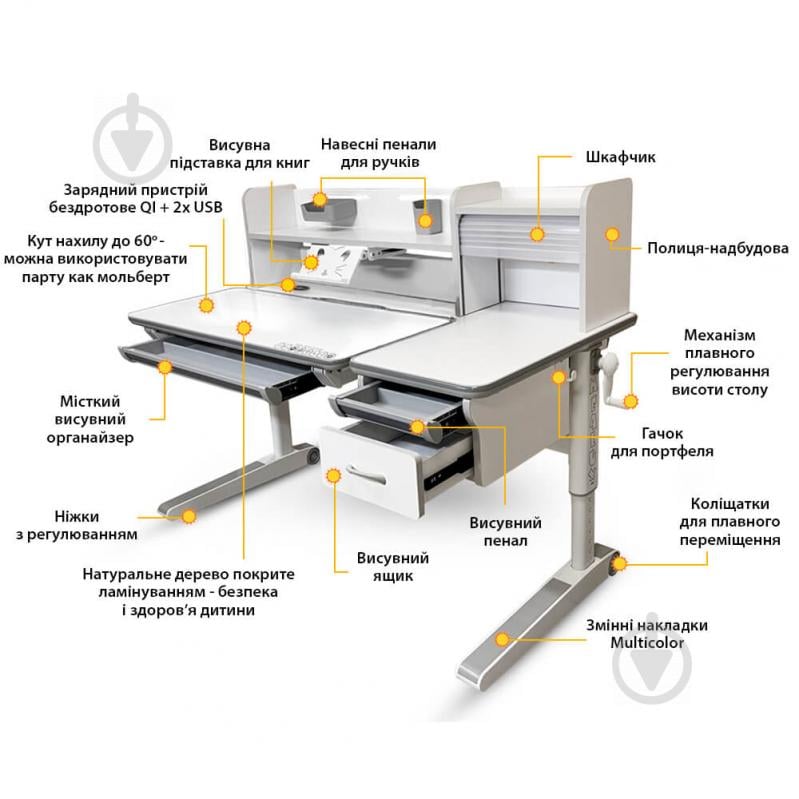 Детский стол Mealux Sherwood XL Multicolor BD-860 W/MC Max - фото 9