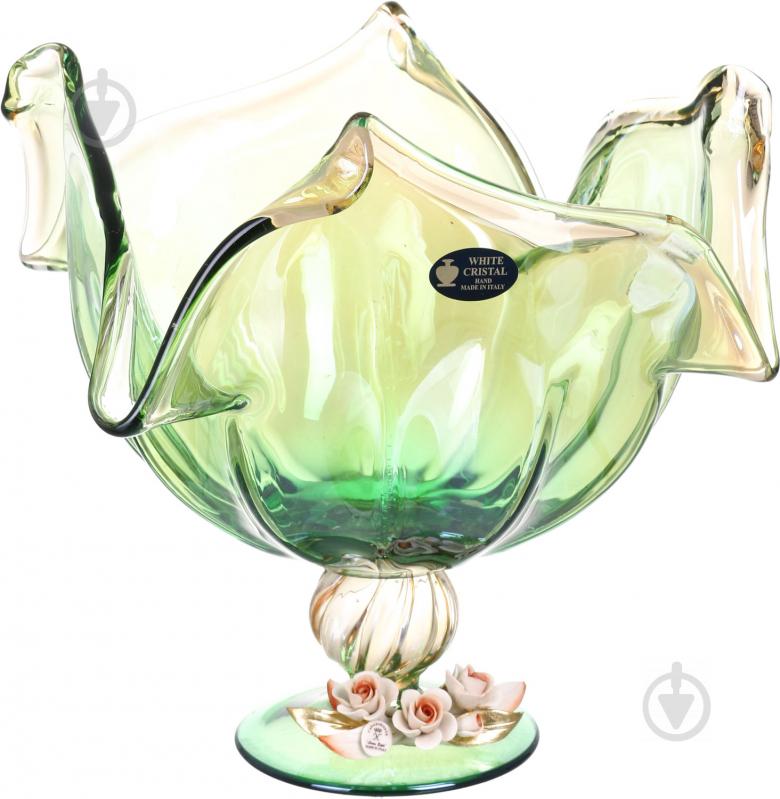 Фруктовница зеленая TULIPANO GREEN/HONEY 31X31X32 White cristal - фото 1