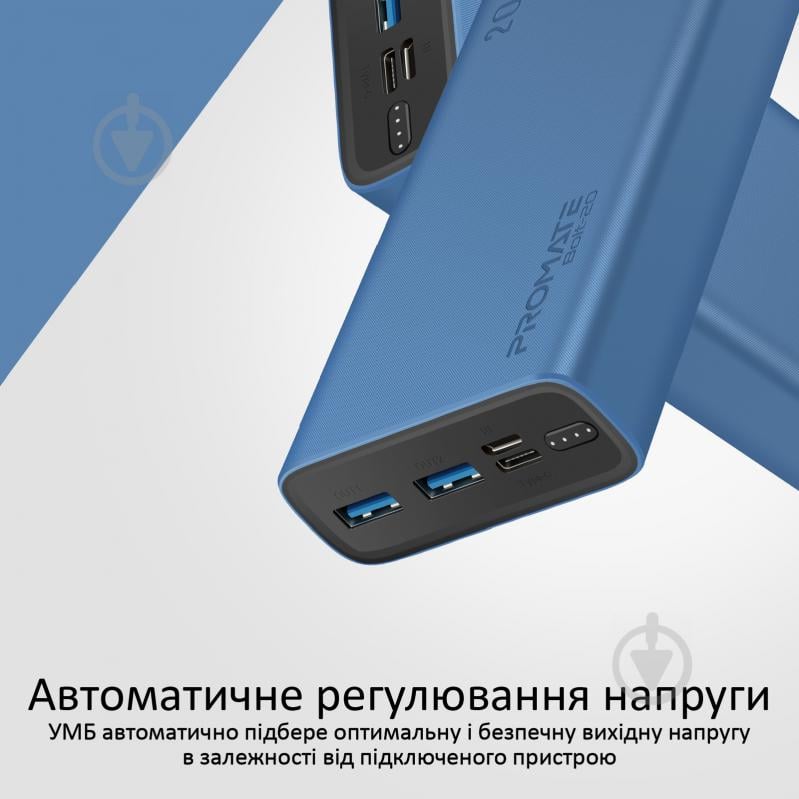 Повербанк Promate 10Вт 2xUSB 20000 mAh blue (bolt-20.blue) - фото 5