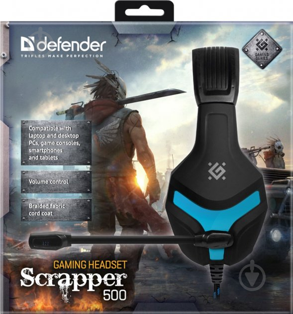 Гарнитура игровая Defender Scrapper 500 black/blue (64501) - фото 9