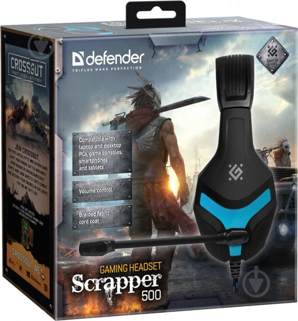 Гарнитура игровая Defender Scrapper 500 black/blue (64501) - фото 8