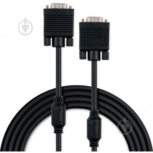 Кабель мультимедийный Vinga VGA 3 м черный (VCPVGAF3BK) ferrits - фото 1