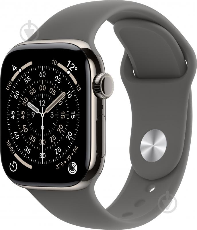 Смарт-часы Apple Watch Series 11 GPS + Cellular 42mm Natural Titanium Case with Stone Grey Sport Band - M/L (MF8N4RK/A) - фото 1