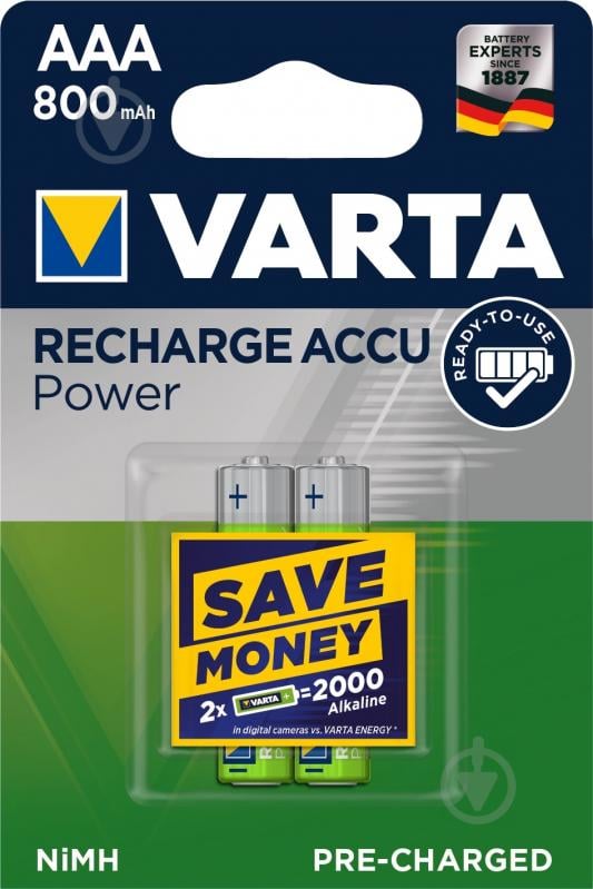 Акумулятор Varta Rechargeable 800 mAh AAA (R03, 286) 2 шт. - фото 1