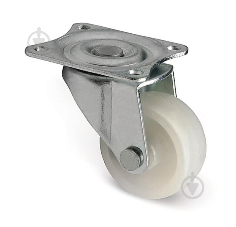 Ролик мебельный GTV d30 мм h-43 мм повортный без стопора белый (колесо для мебели) KM-015030-10 - фото 1