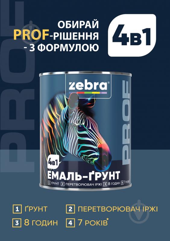Эмаль-грунт ZEBRA PROF 4в1 048P синий глянец 0,8 кг - фото 2