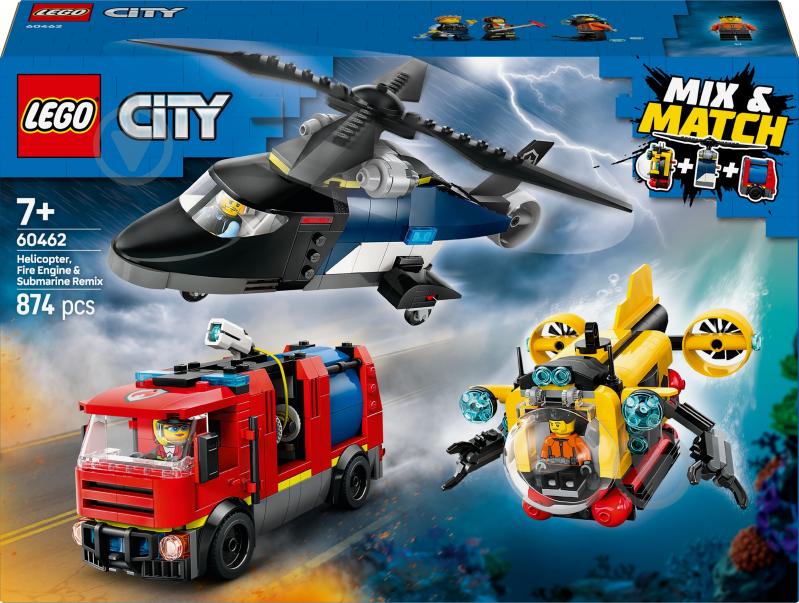 Конструктор LEGO City Ремікс вертольотів, пожежних машин і підводних човнів 60462 - фото 1