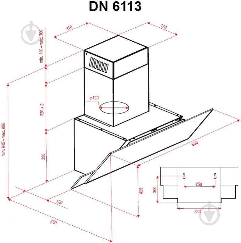 Витяжка Perfelli DN 6113 BL LED - фото 7