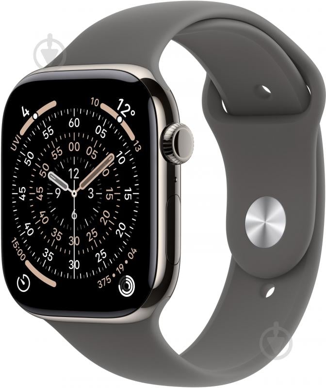 Смарт-годинник Apple Watch Series 11 GPS + Cellular 46mm Natural Titanium Case with Stone Grey Sport Band - M/L (MFCX4RK/A) - фото 1