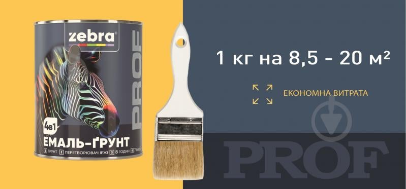 Эмаль-грунт ZEBRA PROF 4в1 048P Синий глянец 2,5 кг - фото 9