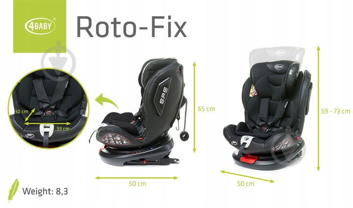 Автокресло 4Baby Roto-Fix (0-36 кг) черный 4RF01 - фото 2