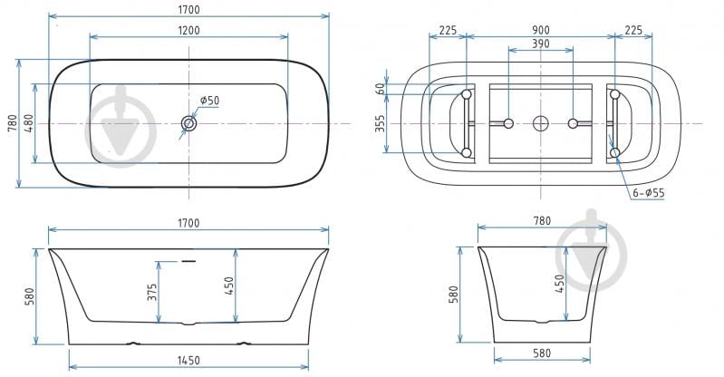 Ванна акрилова Ravak APART 170х78 см Freedom D - фото 2 Ванна акрилова Ravak APART 170х78 см Freedom D - фото 2