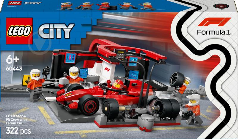 Конструктор LEGO City Піт-стоп і піт-екіпаж F1® з болідом Ferrari 60443 - фото 1