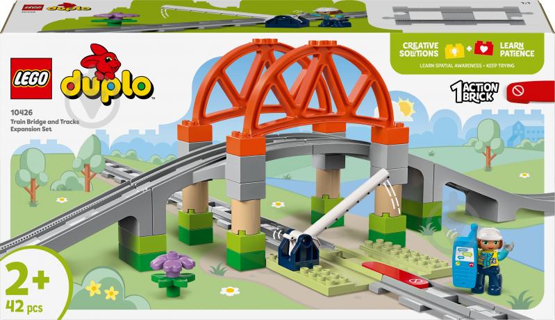 Конструктор LEGO DUPLO Дополнительный набор. Железнодорожный мост и пути 10426 - фото 1