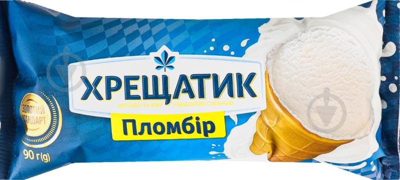 Морозиво Хрещатик 15% у вафельному стаканчику Пломбір Золотий стандарт 90 г - фото 1