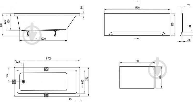 Ванна акрилова Ravak 10° CA71000000 R 170х75 см R БІЛА - фото 2