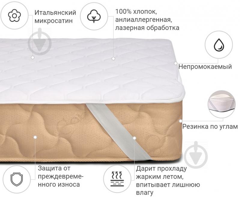 Наматрасник антиаллергенный MirSon Стандарт Eco 223 водонепроницаемый с резинкой по углам 26х180x200 см 2200000330079 - фото 2