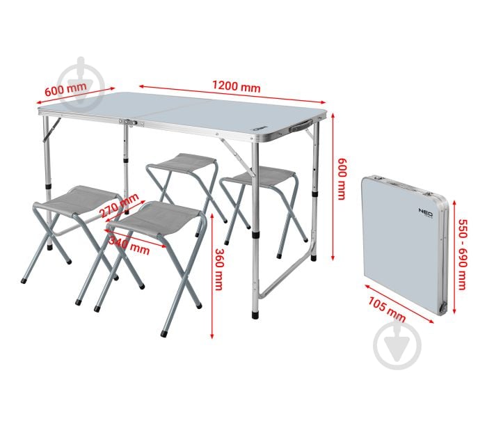 Стіл розкладний NEO tools 63-159 - фото 3
