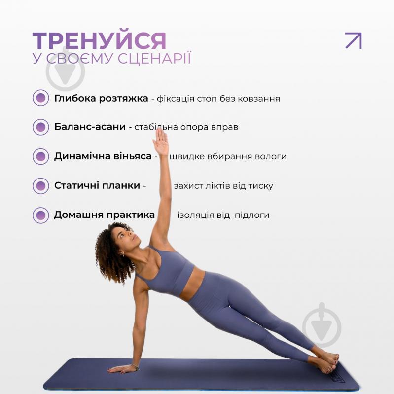 Коврик для йоги EasyFit TPE+TC двухслойный 6 мм Синий/Голубой синийголубой - фото 5