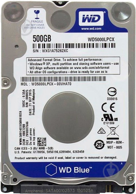 Жесткий диск Western Digital 500 ГБ 2,5" SATA III (WD5000LPCX_) blue - фото 1