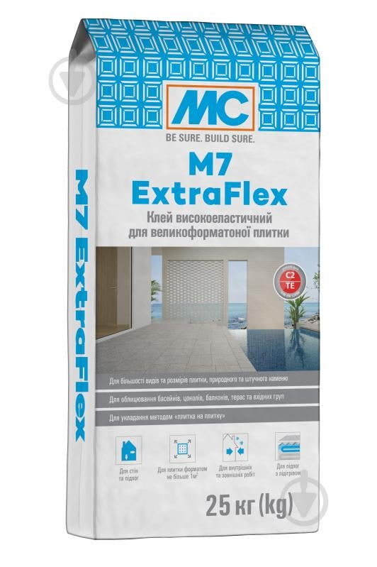 Клей підвищеної адгезії MC-Bauchemie для плитки високоеластичний М7 ExtraFlex 25 кг - фото 1 Клей підвищеної адгезії MC-Bauchemie для плитки високоеластичний М7 ExtraFlex 25 кг - фото 1