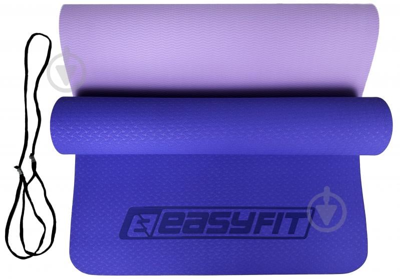 Килимок для йоги EasyFit TPE+TC двошаровий 6 мм Бузковий/Світло-бузковий - фото 14