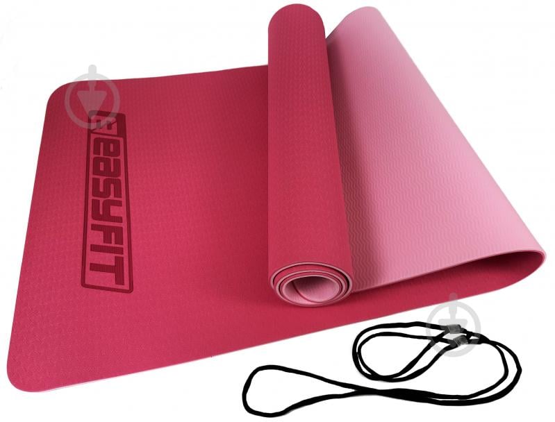 Коврик для йоги EasyFit TPE+TC двухслойный 6 мм Розовый/Светло-розовый розовыйсветло-розовый - фото 9