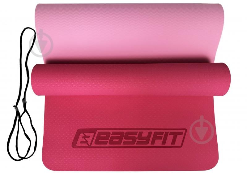 Коврик для йоги EasyFit TPE+TC двухслойный 6 мм Розовый/Светло-розовый розовыйсветло-розовый - фото 10