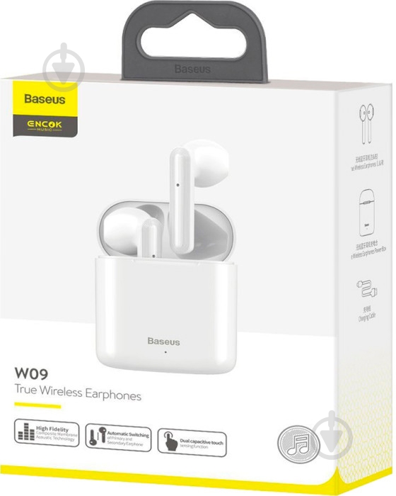 Bluetooth-гарнитура BASEUS TWS Encok W09 white (NGW09-02) - фото 5