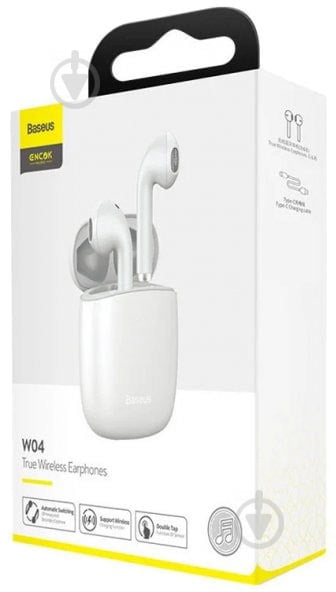 Bluetooth-гарнітура BASEUS Encok TWS W04 white (NGW04-02) - фото 5