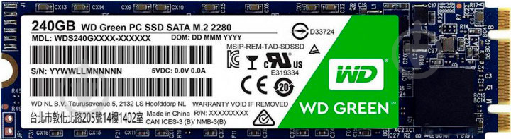 SSD-накопитель Western Digital 240GB M.2 SATA III 3D NAND (WDS240G2G0B) - фото 1