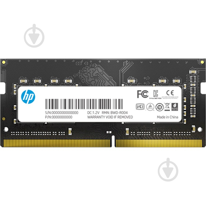 Оперативна пам'ять HP SODIMM DDR4 4 GB (1x4GB) 2400 MHz (7EH94AA) SoDIMM HP S1, Retail - фото 1