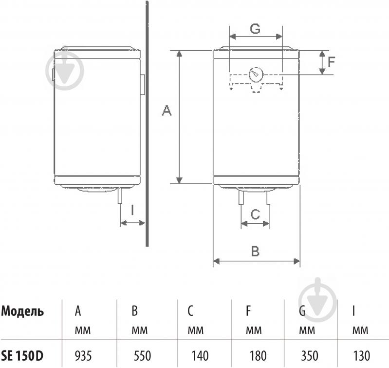 Бойлер Bandini SE 150D 150 л. с сухими ТЭНами 1,8 кВт 935 x 550 мм. - фото 2