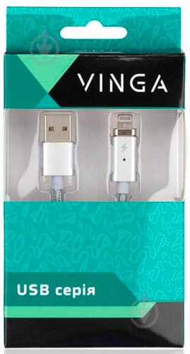 Дата-кабель Vinga USB 2.0 AM – Lightning 1 м белый (Magnetic Lightning) - фото 4