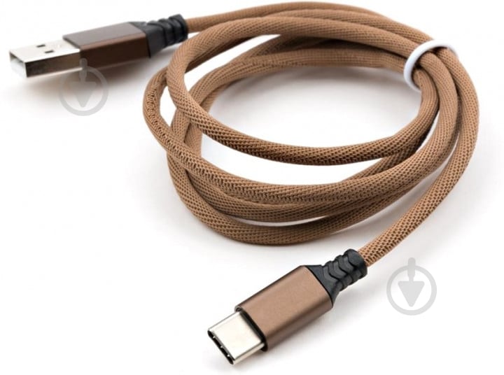 Дата-кабель Vinga USB 2.0 AM – Type-C 1 м коричневий (VCPDCTCNB21BR) brown - фото 2