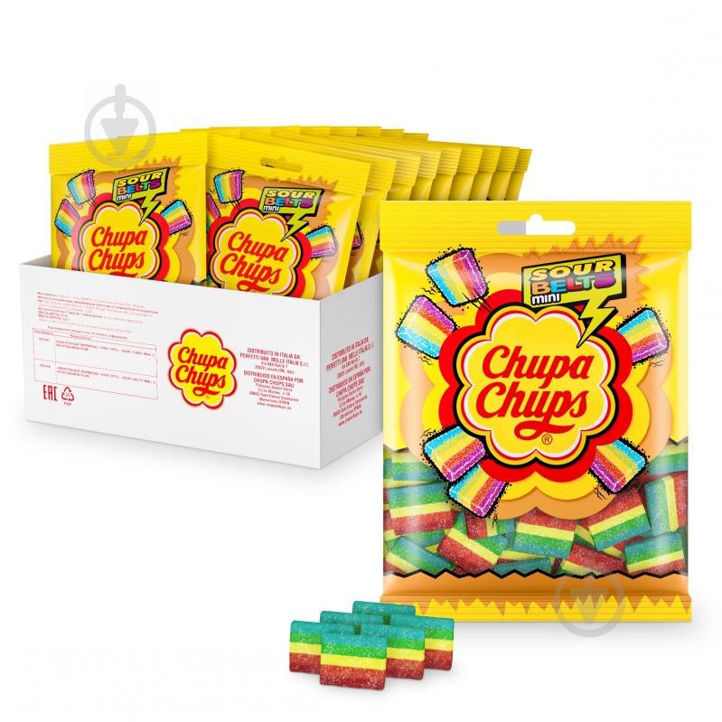 Мармелад жевательный Chupa Chups Sour Tubes Belts 150 г - фото 3