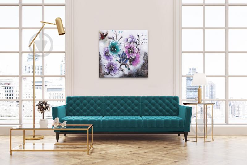 Картина Цветы фиолетовые 80x80 см - фото 3