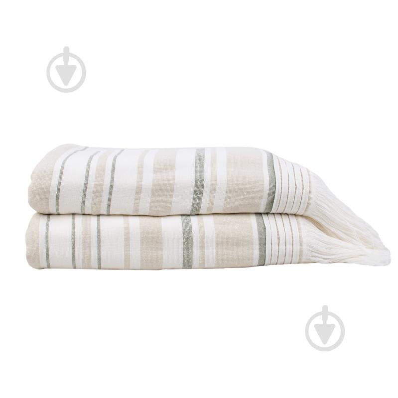 Пештемаль AISHA 70x140 см бежево-оливковий BILTEX - фото 1 Пештемаль AISHA 70x140 см бежево-оливковий BILTEX - фото 1