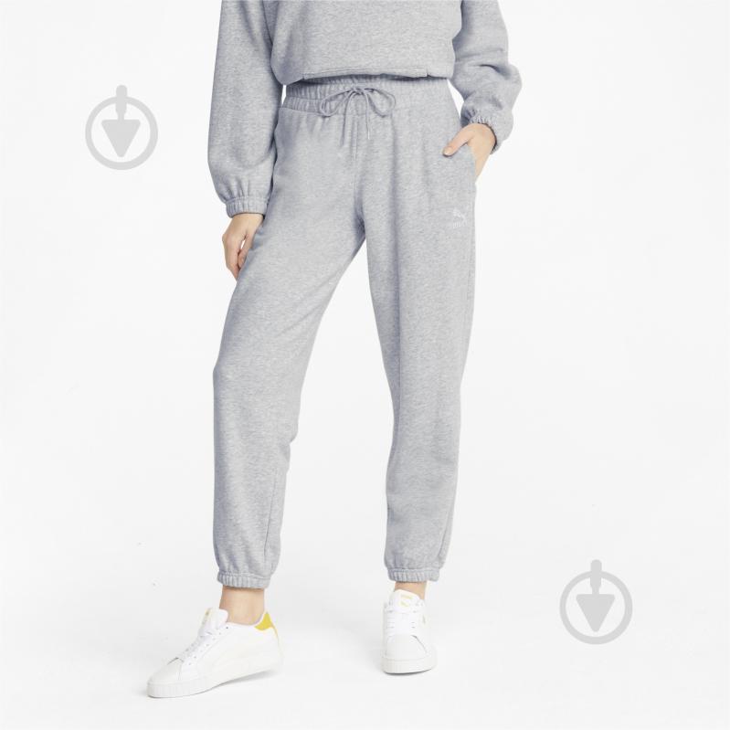 Брюки Puma Classics Relaxed Pants 53506304 р. S серый - фото 1 Брюки Puma Classics Relaxed Pants 53506304 р. S серый - фото 1