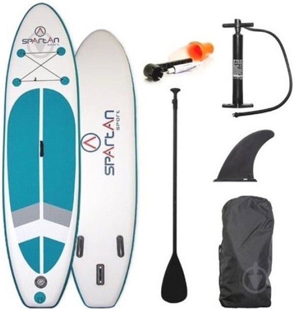 SUP-дошка Spartan з веслом та аксесуарами SUP 10’ White-Turquoise Blue (SUP100104) - фото 1