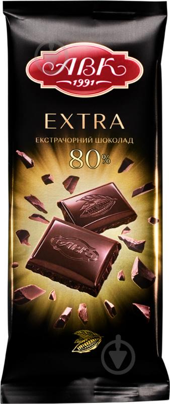Шоколад АВК екстрачорний 80% 90 г (плитка) - фото 1