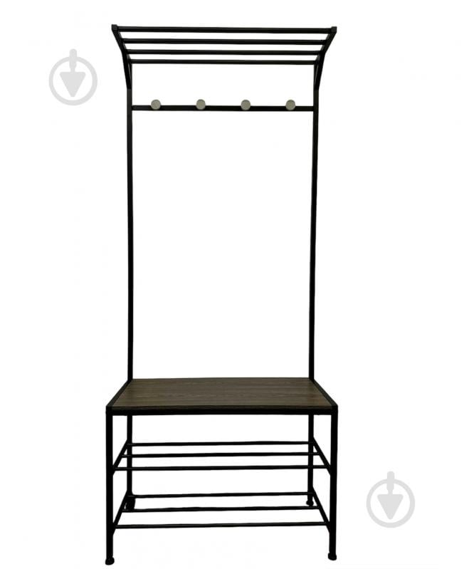 Вішалка-стійка для одягу Fabrika FK0204 SOLUTION з лавкою та полицями 1780х350х760 мм чорний - фото 1