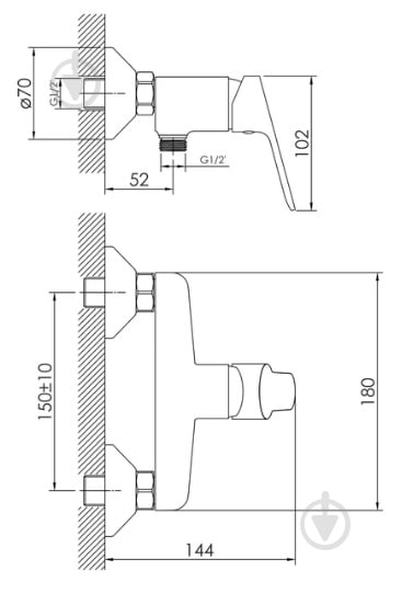 Змішувач для душу Imprese RUBIN, хром - фото 2 Змішувач для душу Imprese RUBIN, хром - фото 2