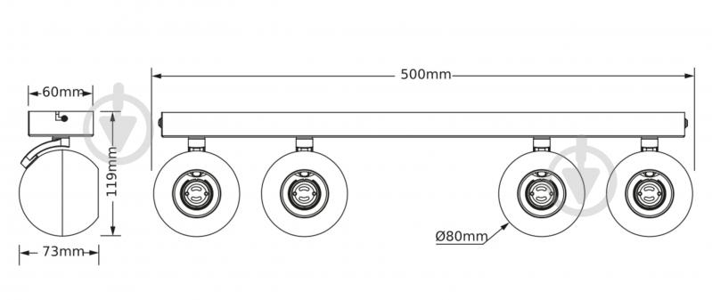 Спот Osram Spheral 4xGU10 чорний - фото 3 Спот Osram Spheral 4xGU10 чорний - фото 3